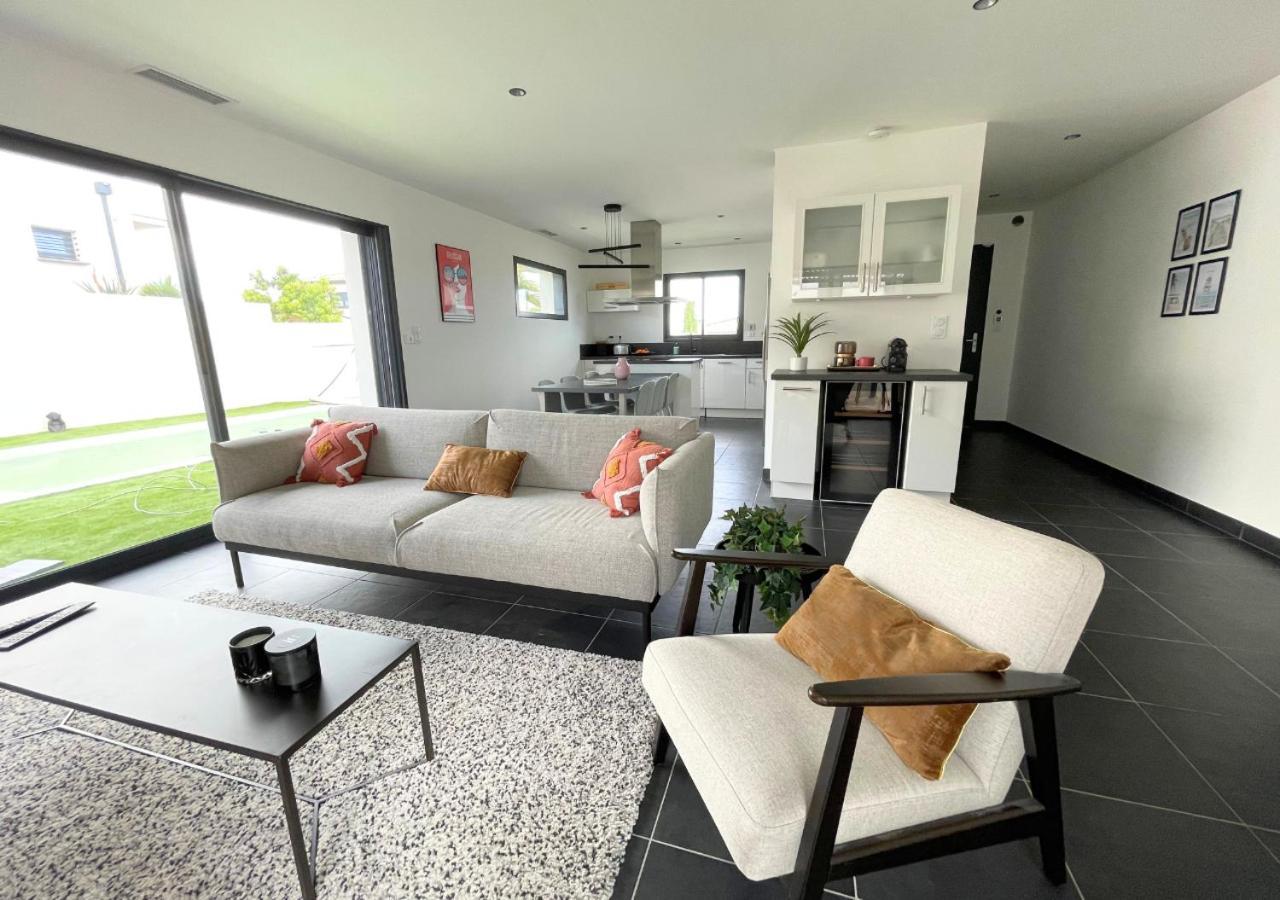 Villa Contemporaine Avec Piscine Chauffee Proche Des Plages Sauvian Buitenkant foto