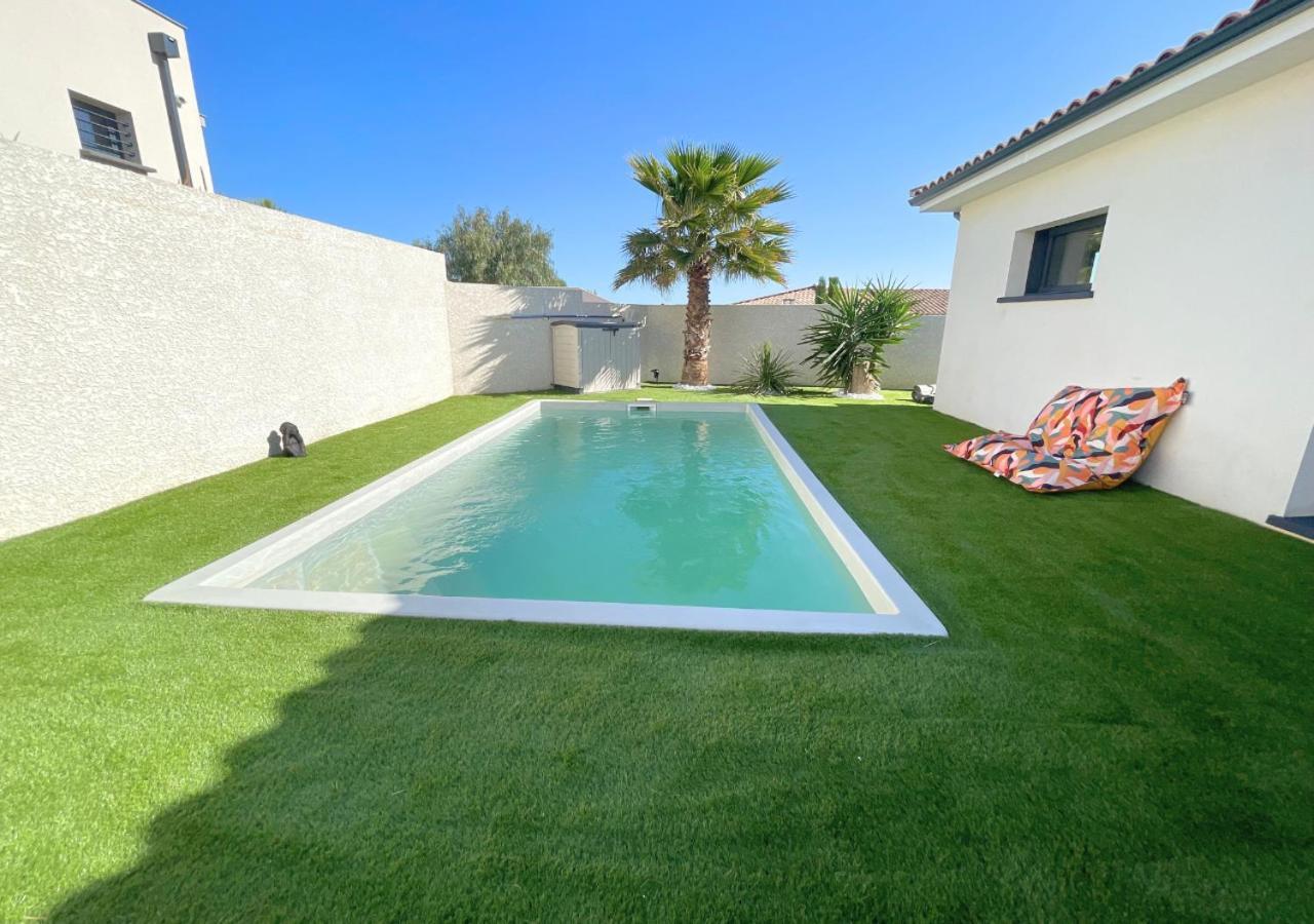 Villa Contemporaine Avec Piscine Chauffee Proche Des Plages Sauvian Buitenkant foto