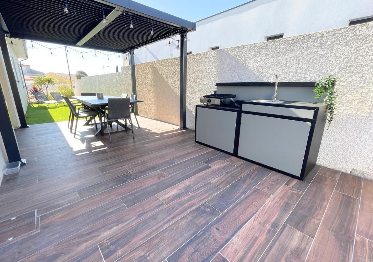Villa Contemporaine Avec Piscine Chauffee Proche Des Plages Sauvian Buitenkant foto