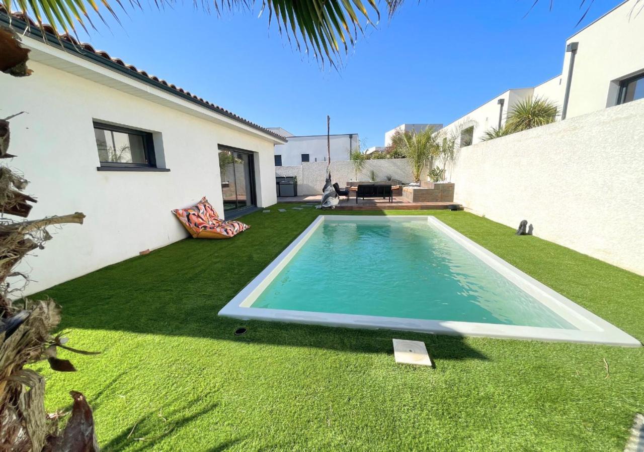 Villa Contemporaine Avec Piscine Chauffee Proche Des Plages Sauvian Buitenkant foto