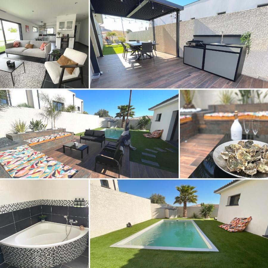 Villa Contemporaine Avec Piscine Chauffee Proche Des Plages Sauvian Buitenkant foto